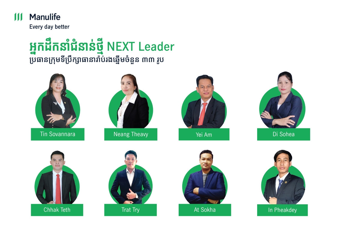 ក្រុ​មហ៊ុន មេនូឡាយហ្វ៍ ខេមបូឌា រកឃើញប្រធានក្រុមទីប្រឹក្សាធានារ៉ាប់រងឆ្នើមចំនួន ៣៣ រូប ពីកម្មវីធី «អ្នកដឹកនាំជំនាន់ថ្មី (NEXT Leader)» ​ 